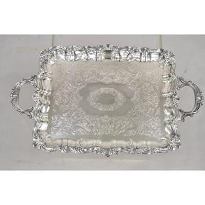 Bandeja Festoneada Plateada Coleccionable, Bandeja de Servir Festoneada de Estilo Victoriano Plateada Inglesa Vintage - Product Image 3