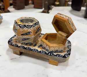 Juego de Bakhoor para Regalo de Ramadán y Eid, Caja Decorativa Cuadrada de Resina Ecológica con Incrustaciones de Madera, Incensario de 12x12 Pulgadas, Decoración de Hogar de Lujo - Product Image 6