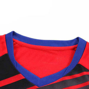 Customized <b>Red</b> V-Neck <b>Football</b> Jersey Set Full Soccer Kit with Team Name Logo and Number Printing - Product Image 3