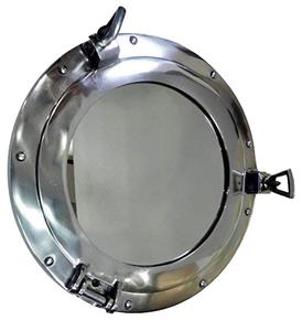 Espejo de ojo de buey de metal hecho a mano Premium moderno nueva característica decorativa plateada alta demanda para baño o uso marino - Product Image 1