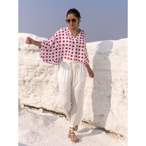Floral Denim 2-Piece Short Set <b>Cherry</b> Blossom Poncho <b>Top</b> and Pants - Product Image 5