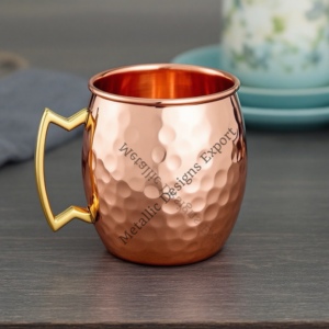 Mug en cuivre martelé de 16oz avec poignée en laiton orné Design artisanal pour cocktails personnalisés à boire - Product Image 4