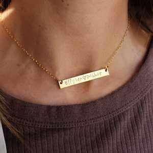 Collar de barra de oro, placa de nombre personalizada, joyería, regalo personalizado de mamá lleno de oro para su collar minimalista de madre - Product Image 2