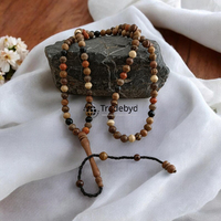 Perles de prière Tasbih Mala en bois poli à grain naturel, gravées style ange, faites à la main et écologiques, Tradebyd, pour cadeaux de remerciement d'église