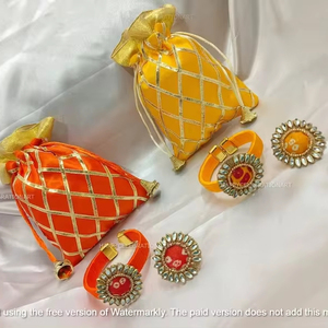 Combo de anillo y pulsera con bolsa Potli para Mayoun Nikkah Mehndi Haldi Sangeet Party Favors Shagun Gifts Dholki Rakhi Gift - Product Image 4
