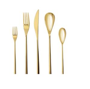 Ensemble de couverts en acier inoxydable avec manche en bambou en résine, design moderne, ensemble de couverts faits à la main, prix de gros - Product Image 3