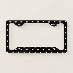 Black <b>Stars</b> <b>LED</b> License Plate Frame Car Decoration Cover for Number Plate Made Aluminum Plastic Metal Steel Compatible Ford Cars - Product Image 1