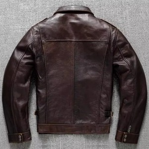 Chaqueta de Motociclista de Cuero Vintage para Hombre, Ajustada, con Capucha, Cierre de Cremallera, Forro de Piel de Oveja, Estilo Casual para Otoño e Invierno, de Alta Calidad - Product Image 3