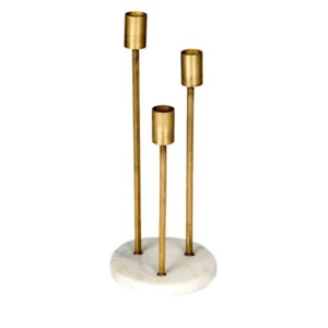 Support de bougeoir pilier avec base en marbre pour la meilleure qualité Style glorieux maison hôtel plaqué or finition bougeoir support - Product Image 1