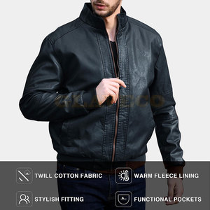 Veste en cuir d'hiver pour homme sur mesure en gros, col montant, logo frontal, capuche, imperméable, coupe-vent, respirante, écologique - Product Image 3