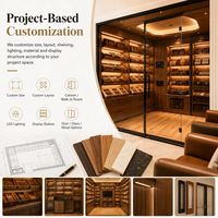 Humidor de plain-pied, Kiosque de merchandising pour cigares, Table de présentation pour la vente au détail, Agencements pour magasins de tabac, Service de projets sur mesure