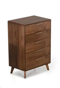Mesa de Noche Moderna Hecha a Mano de Madera Maciza con 4 Cajones, Acabado Natural Pulido, para Apartamento, Comedor, Dormitorio, Sala de Estar, Pasillo - Product Image 3