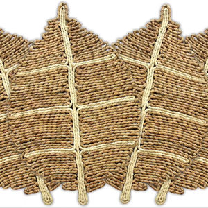 <b>White</b> Natural Corn Husk Leaf Shaped Woven Braided Non Slip <b>Placemat</b> - Product Image 2