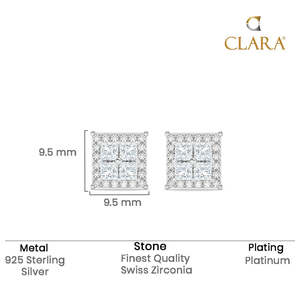 Pendientes Clásicos Alva con Diseño Geométrico de Flor en Plata, con Circonita y Perla Corte Princesa, para Bodas, Aniversarios, Fiestas y Regalos - Product Image 5