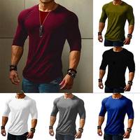 T-shirts décontractés pour hommes en coton 100% respirant et écologique, col rond, séchage rapide, tricotés, manches courtes, teints dans la masse