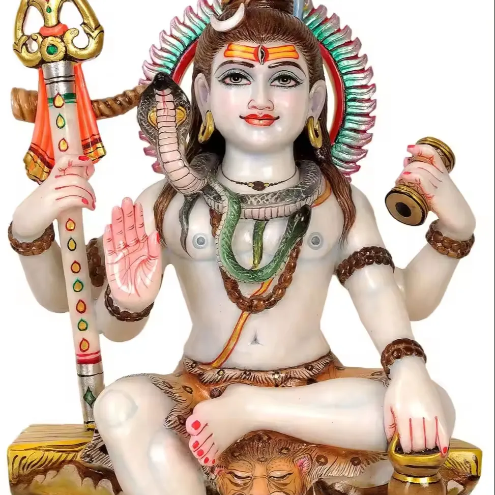 Puro bianco signore Shiv bianco puro marmo bianco Shiva dio statua per scopi decorativi come l'home Office e per Shivratri Pujan