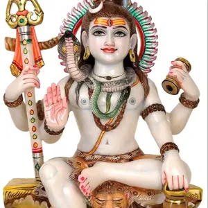 Estátua de Deus Shiva em mármore branco puro para fins decorativos, como escritório doméstico e Shivratri Pujan
