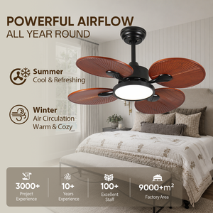 USA In Stock 33 Inch <b>Ceiling</b> <b>Fan</b> <b>with</b> Light and <b>Remote</b> <b>Control</b>, Solid Wood DC Motor <b>Ceiling</b> <b>Fan</b> for Bedroom - Product Image 2