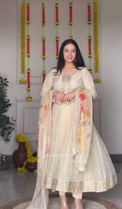 Party Wear Tebby Orgenza Anarkali <b>Gown</b> Pent and Dupatta With Heavy Embroidery Work - Product Image 4