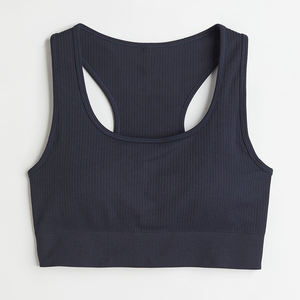 Soutien-gorge de sport pour femmes sans couture personnalisé de couleur unie avec fermeture éclair avant OEM - Product Image 5