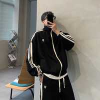 Ensemble de survêtement 2 pièces pour homme, veste zippée à col montant et pantalon de jogging, vêtements de sport