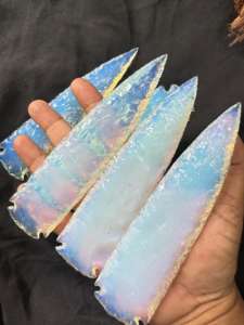 Punta de flecha grande, punta de flecha Opalite grande, punta de lanza de cristal tallada para decoración del hogar, Idea de regalo de cristal única - Product Image 6