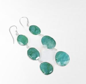 925 argent Sterling Turquoise pierres précieuses poire forme goutte boucle d'oreille lunette boucles d'oreilles bijoux pour femmes - Product Image 3
