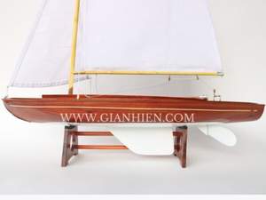 Gia Nhien Fabricant BM16M2 Modèle réduit de bateau artisanal en bois de couleur Bateau à voile en bois de quantité minimale de commande basse pour cadeaux de Pâques - Product Image 3