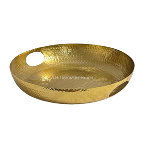 Plat de fruits en aluminium fait à la main de style vintage plateau design martelé pour hôtels centre de table de mariage servant une assiette de fruits - Product Image 3