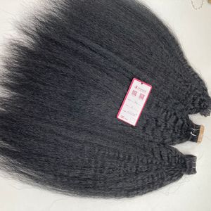ดิบเวอร์จินดับเบิ้ลดึงเจ็ทสีดํา 20 นิ้วต่อผมมนุษย์ Kinky ตรงที่มองไม่เห็นเทปต่อผมมนุษย์ - Product Image 3