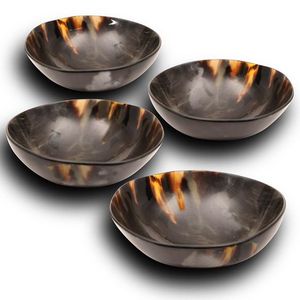 Ensemble de quatre bols en corne, matériau personnalisé, design minimaliste, bols de service jetables écologiques pour la table et les desserts - Product Image 1