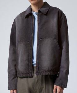 OEM Veste utilitaire décontractée pour hommes en coton de haute qualité en toile épaisse délavée à l'acide avec fermeture éclair et poches - Product Image 5