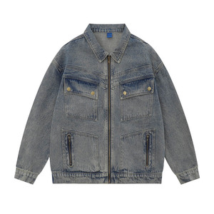 Tissus en denim délavés et vieillis sur mesure, veste en denim sur mesure pour hommes, vestes pour hommes - Product Image 1