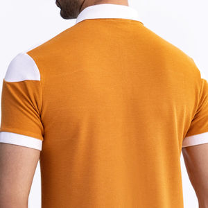 Chemise d'été en popeline de coton moutarde décontractée personnalisable pour hommes 100% Bouton imprimé respirant anti-rétrécissement écologique - Product Image 5