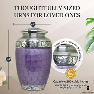 โกศบรรจุอัฐิสีม่วงเงิน สไตล์อเมริกัน/ยุโรป สำหรับผู้ใหญ่ ขนาด 220 คิวบิกอินช์ เป็นมิตรกับสิ่งแวดล้อม ทนทาน เหมาะสำหรับตกแต่งหลุมศพ - Product Image 2