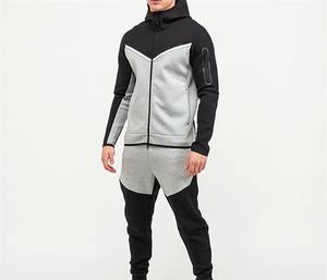 2024 Usine de vêtements de sport Logo personnalisé Polyester Tech Fleece Full Zip Hoodie Jogger Hommes Survêtement de sport - Product Image 4