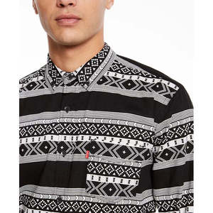 Camicia Casual da Uomo Levi's Norte Regular-Fit a Righe Geometriche, 100% Cotone Popeline Traspirante, Taglia Media-Nero per la Primavera - Product Image 3