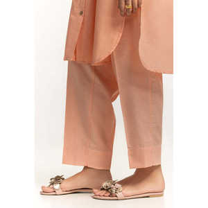 Conjunto Casual de Dos Piezas con Botones y Tejido Teñido, Silueta Holgada, Cómodo, 100% Poliéster, Manga Tres Cuartos, Ropa de Trabajo IPST-34318 - Product Image 3