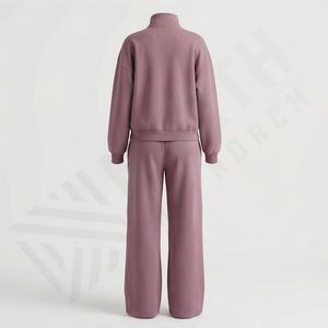 Autumn Winter Women <b>Hooded</b> Half <b>Zip</b> Cotton Canvas Sweatshirt Customized Color Vintage Casual Sportswear 2 in 1 Design - Product Image 2