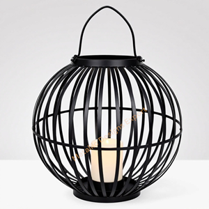 Elegant <b>Black</b> Finishing Metal Cage <b>Lantern</b> with Candle Jar Unique Indoor <b>Outdoor</b> Christmas Decorative Lighting - Product Image 2