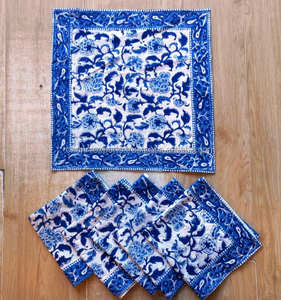 Dessous de verre à thé matelassé en coton en tissu imprimé bloc durable et durable avec bord passepoil, marmites à boissons chaudes, tapis, accessoires de table - Product Image 4