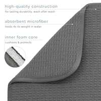 Tapis de séchage de vaisselle rectangulaire en microfibre gris anthracite absorbant, dessous de plat, tapis de comptoir de cuisine, tapis de cuisine