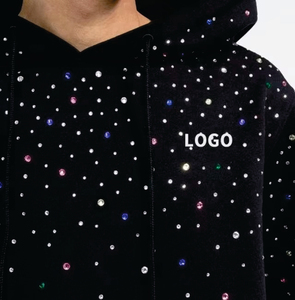 เสื้อสเวตเชิ้ตผู้ชายแบบโอเวอร์ไซส์ ประดับเพชรเทียม 1.1 ผู้ผลิตชุดเสื้อผ้าลายแมงมุม เสื้อฮู้ดแบบซิป - Product Image 2