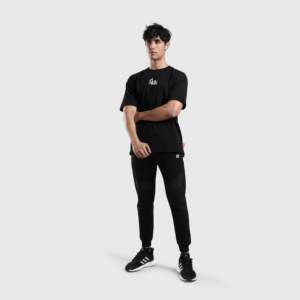 T-shirt GA Expression Wear 2.0 en coton biologique 100 %, coupe oversize, style streetwear décontracté, tissu jersey compressé, coupe ample, 200 grammes, noir - Product Image 4
