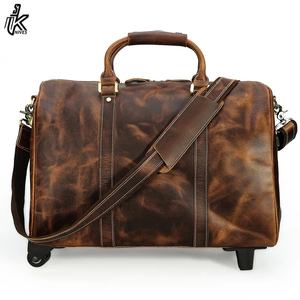 Maleta de viaje de cuero genuino marrón personalizada OEM, de lujo, para fin de semana, para hombre. - Product Image 2