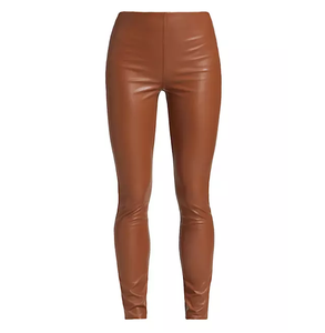 2025 mallas de cuero PU para mujer, pantalones elásticos de cintura media de cintura alta, medias transpirables de invierno, personalizables al por mayor - Product Image 2