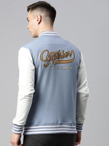 Veste universitaire bleue avec logo personnalisé de style moderne pour hommes blouson bombardier Letterman College veste universitaire d'hiver de baseball pour hommes - Product Image 2