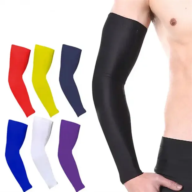 Compression Basketball Sport Élastique Sueur Absorbé Vélo Équitation Glace Coude Bras Manches