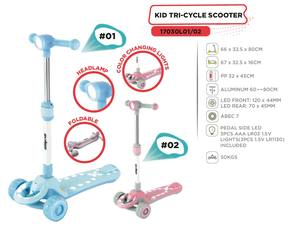 Trottinette d'extérieur pliable pour enfant, trois roues, avec lumières LED, plateau réglable en hauteur, cadre en aluminium, roues en PU, jouet pour enfants, vente en gros - Product Image 3