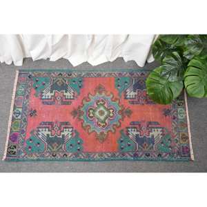 Alfombra de lana turca Vintage de 18x34 pies, diseño de retazos verde naranja, técnica de tejido plano para decoración para sala de estar, látex de 4m de ancho - Product Image 1